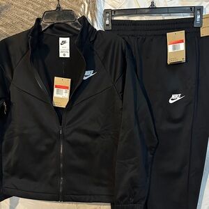Nike Black Track Jacket and Pants with White Swoosh